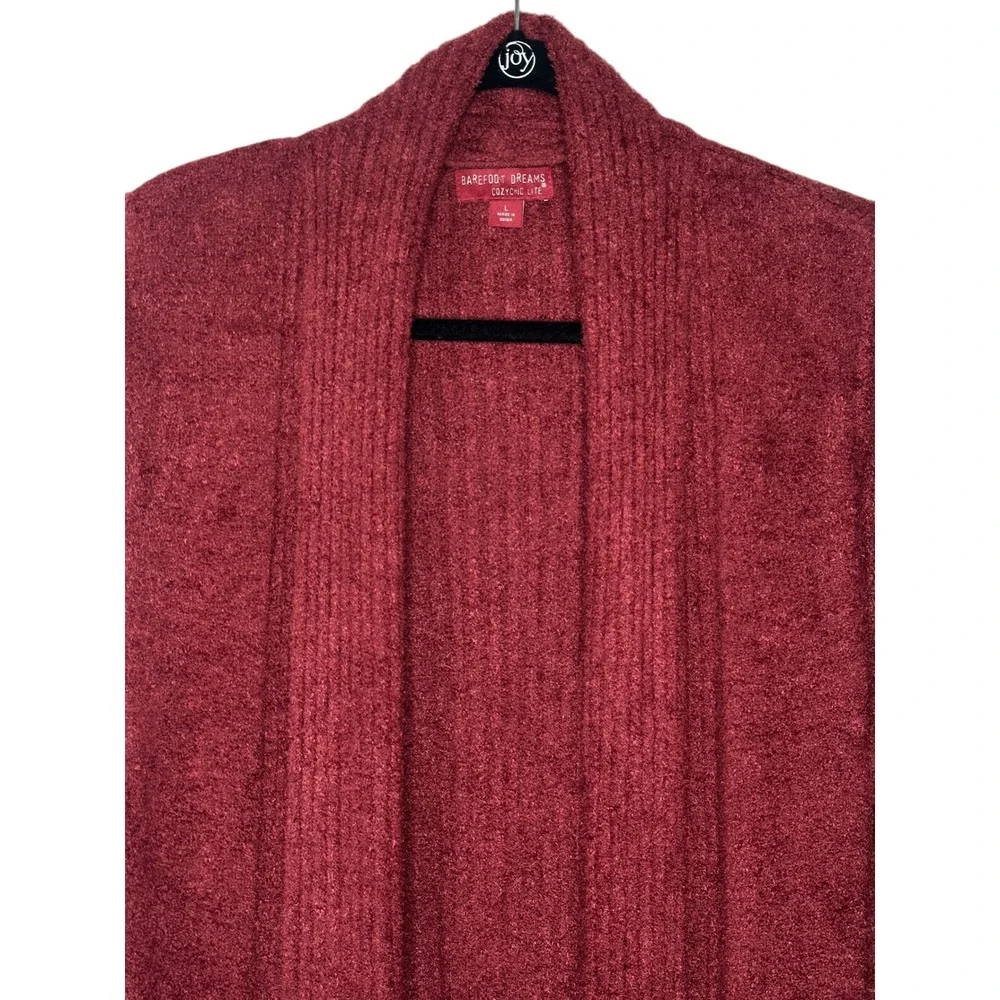 Barefoot Dreams Cardigan Large Burgundy CozyChic Lite Cozy Sweater Fall Winter - Picture 4 of 9